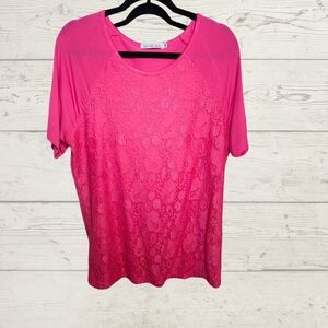 Michelle Mae Pink Lace Short Sleeve Tee